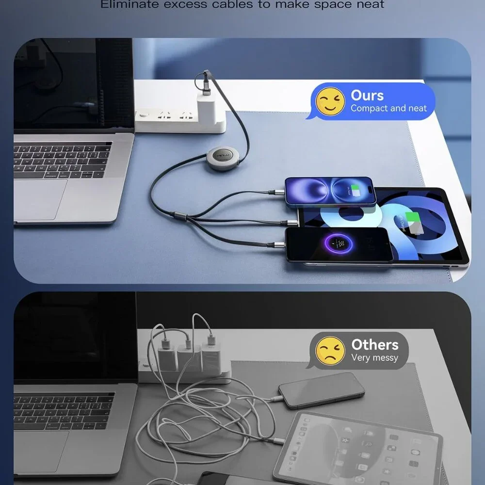 3 in 2 Multi Charging Cable,2Pack 4Ft